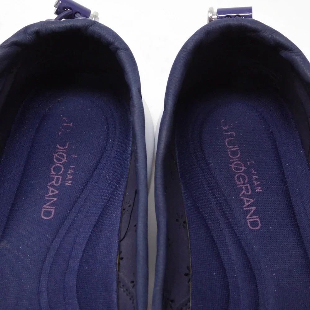 Cole Haan Womens StudioGrand Perforated Ballet Flat Navy Laser Cut W10394 8B